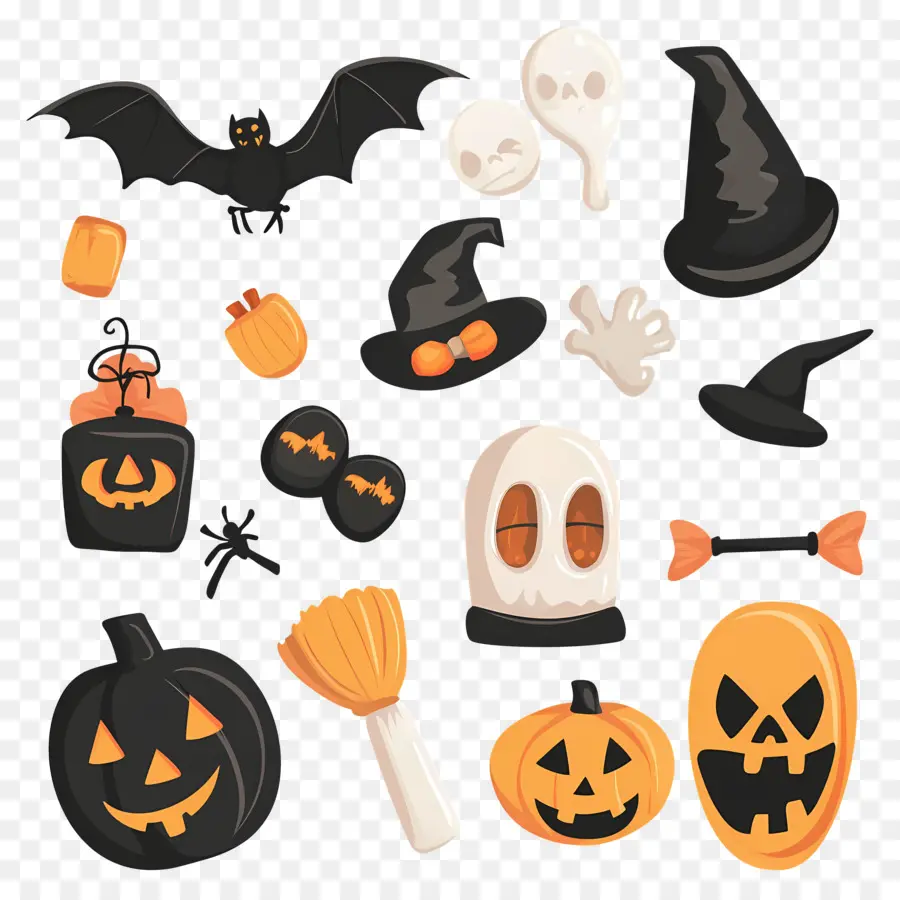 Elementos Do Dia Das Bruxas，Abóboras De Halloween PNG