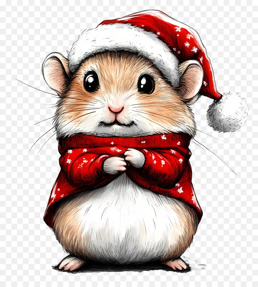 Hamster De Natal，Hamster Com Chapéu De Papai Noel PNG