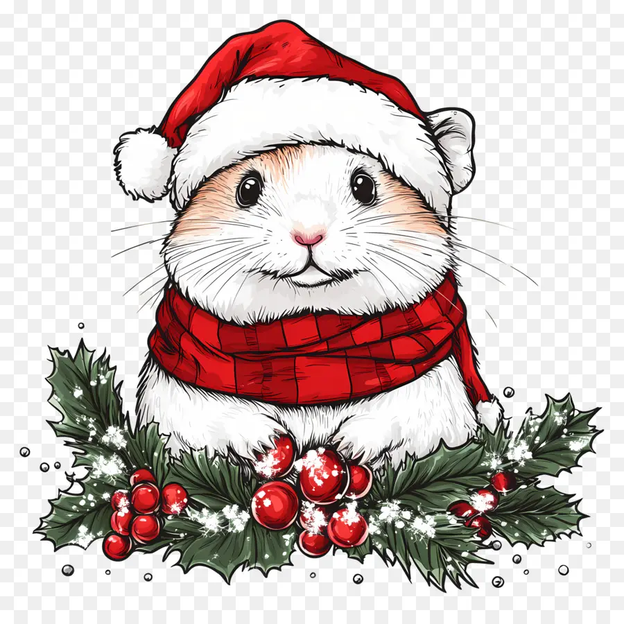 Hamster De Natal，Hamster Fofo Com Chapéu De Papai Noel PNG