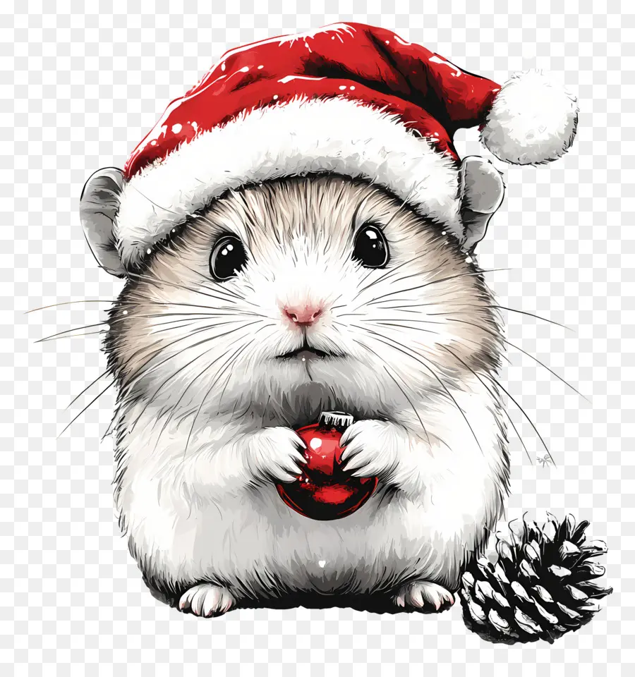 Hamster De Natal，Hamster Com Chapéu De Papai Noel PNG