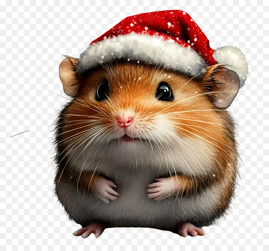 Hamster De Natal，Hamster Com Chapéu De Papai Noel PNG