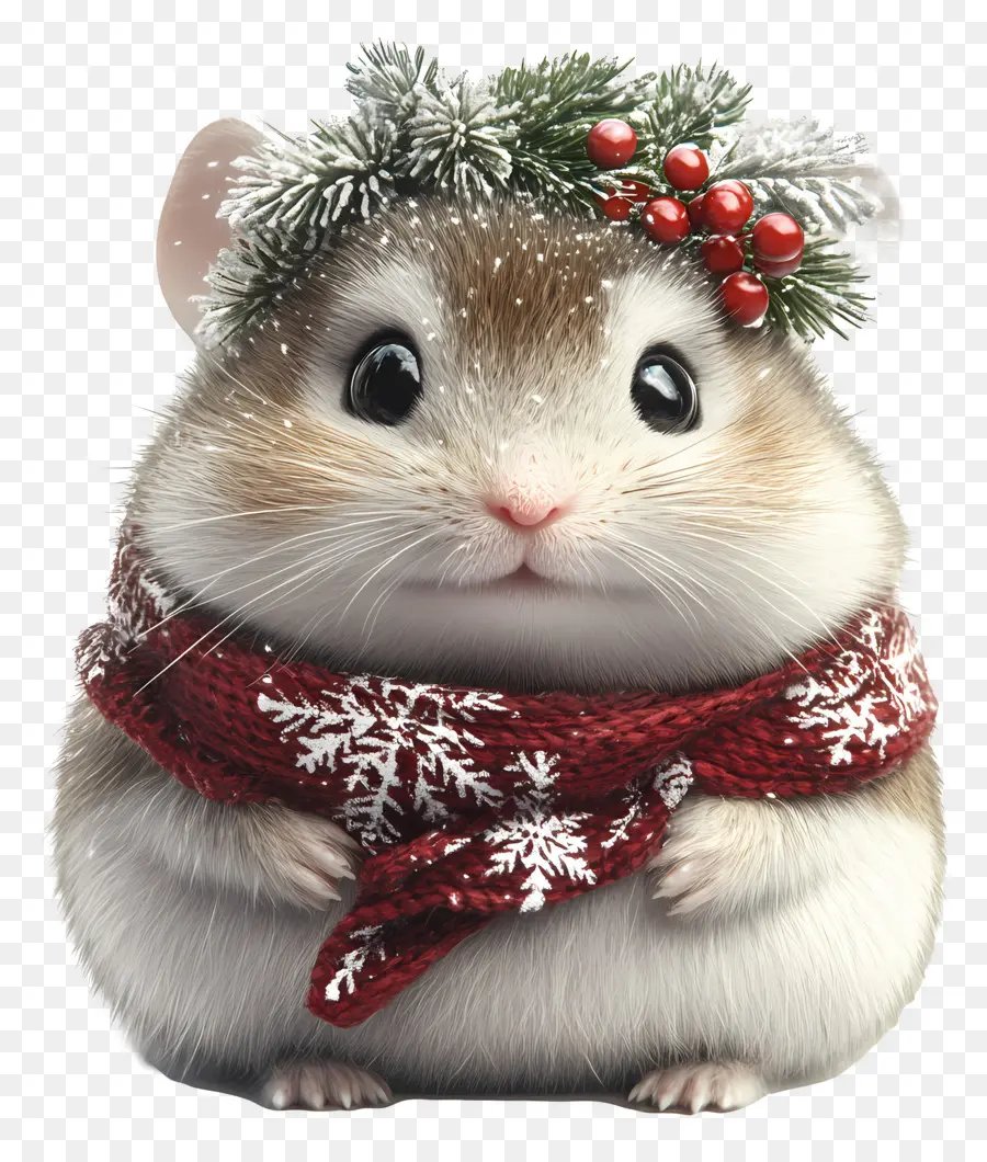 Hamster De Natal，Hamster Com Guirlanda De Inverno PNG