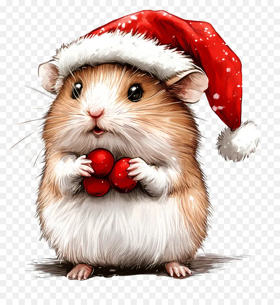 Hamster De Natal，Chapéu De Papai Noel PNG