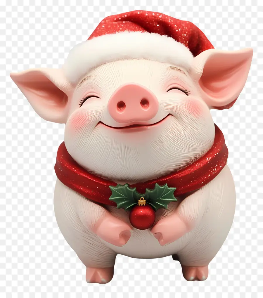 Porco De Natal，Porco Com Chapéu De Papai Noel PNG