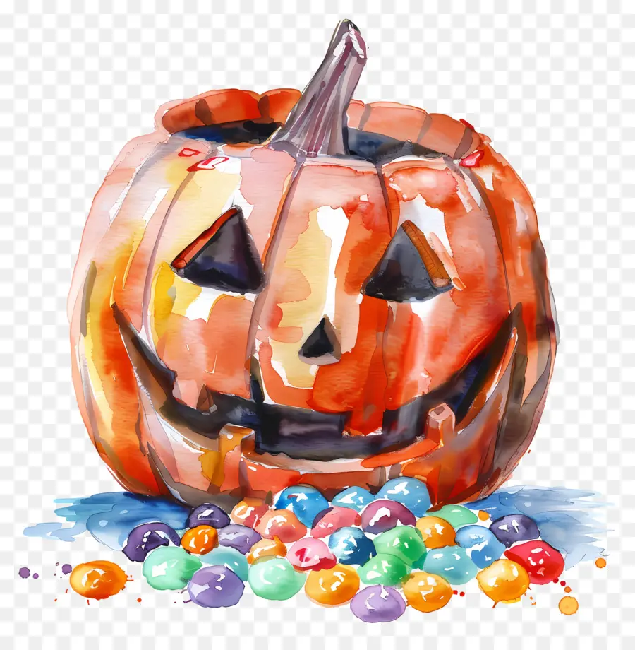 Cesta De Halloween，Abóbora De Halloween Com Doces PNG