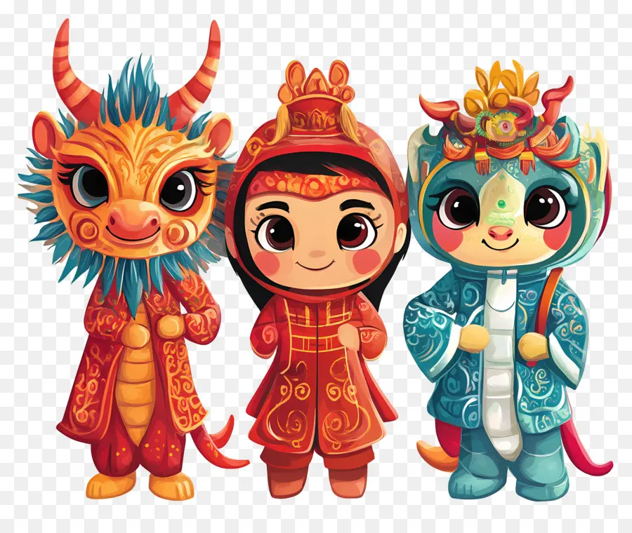 Ano Novo Chinês，Personagens De Desenhos Animados PNG