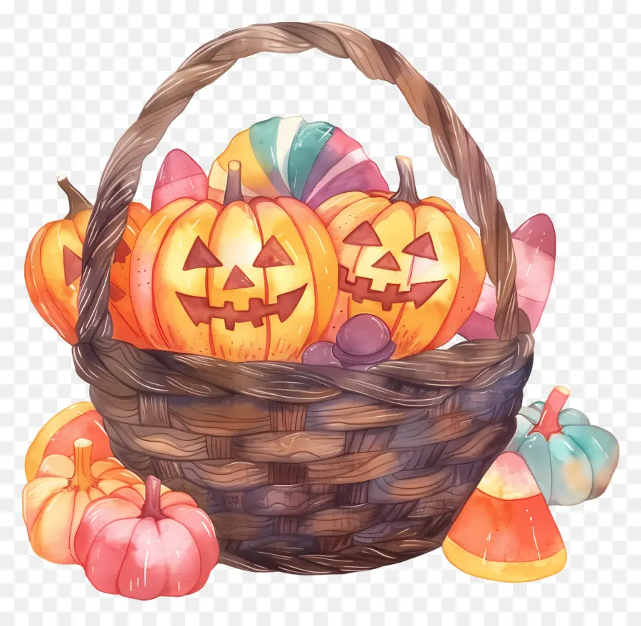 Cesta De Halloween，Cesta De Abóbora PNG