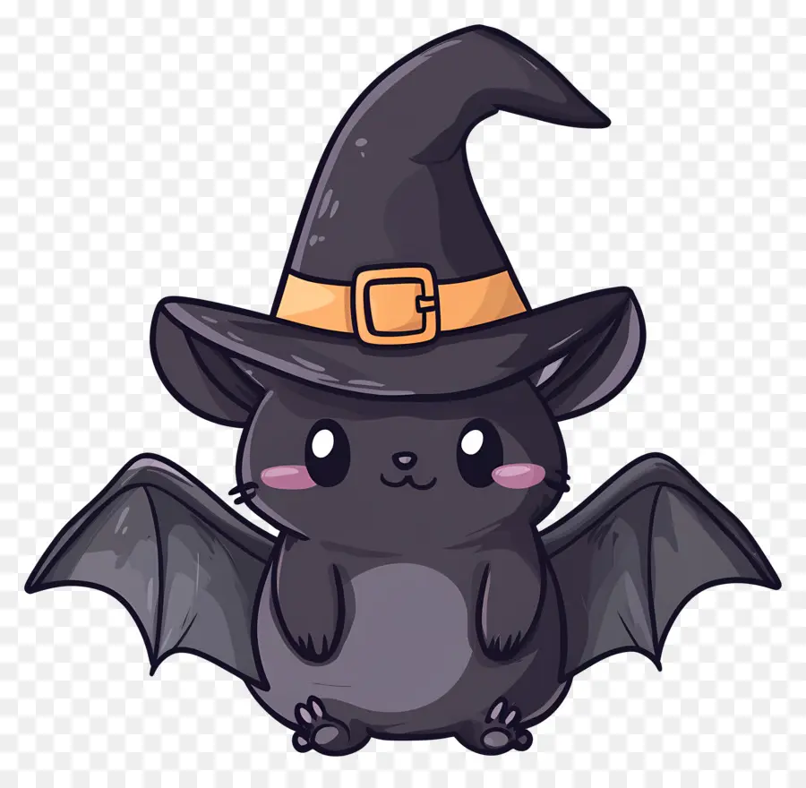 Morcegos De Halloween，Morcego De Desenho Animado Com Chapéu De Bruxa PNG