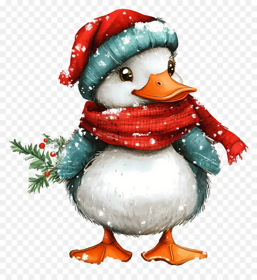 Pato De Natal，Pato Com Lenço Vermelho PNG