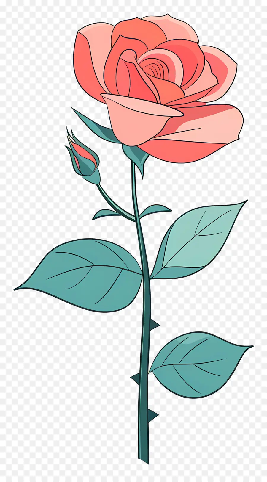 Rosa Vermelha，Flor Rosa Dos Desenhos Animados PNG