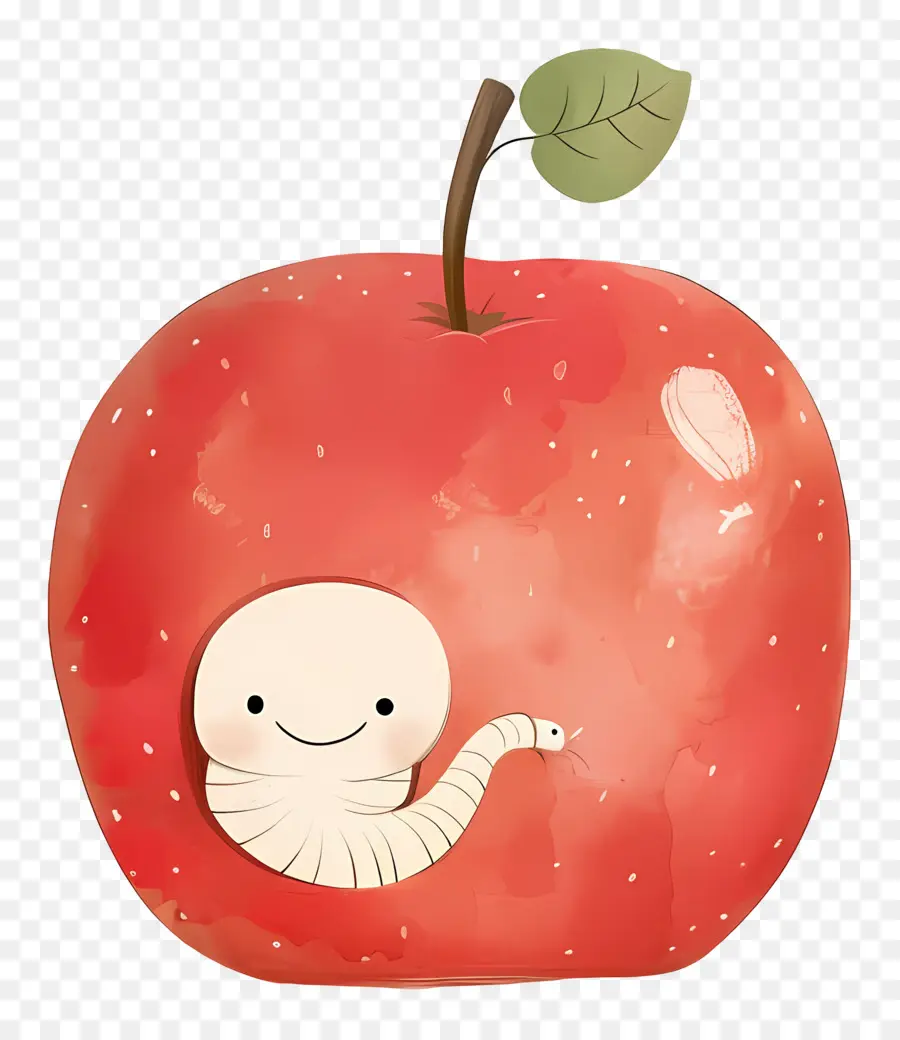 Maçã Com Minhoca，Fruta PNG