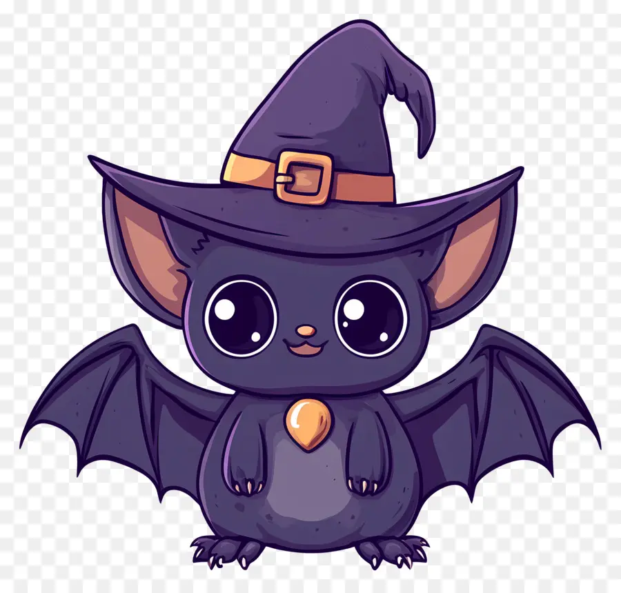 Morcegos De Halloween，Morcego De Desenho Animado Com Chapéu De Bruxa PNG