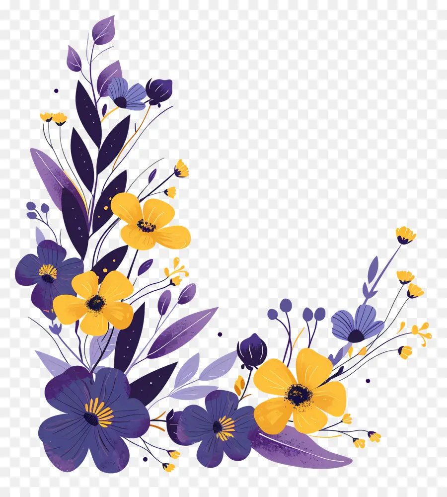 Canto Das Flores，Arranjo Floral Roxo E Amarelo PNG