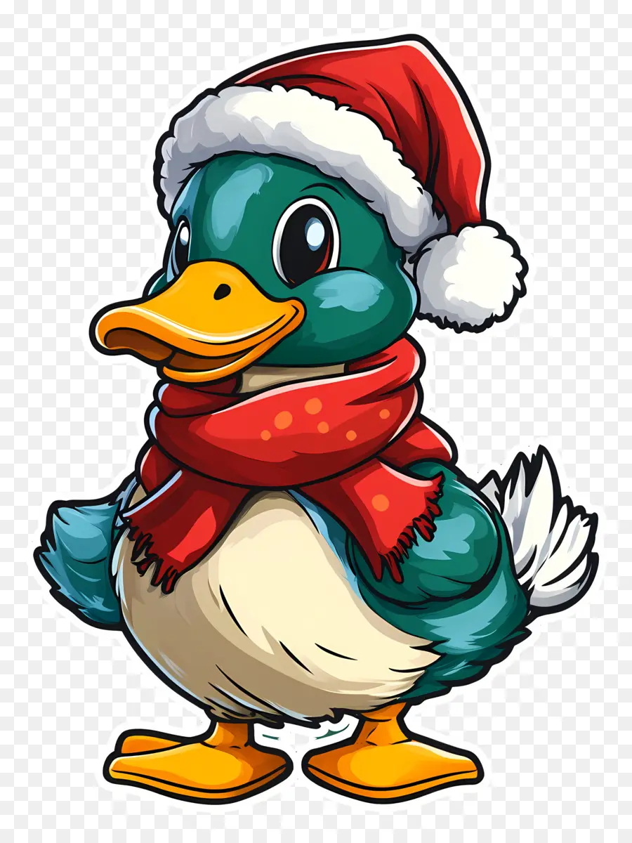 Pato De Natal，Pato Com Chapéu De Papai Noel PNG