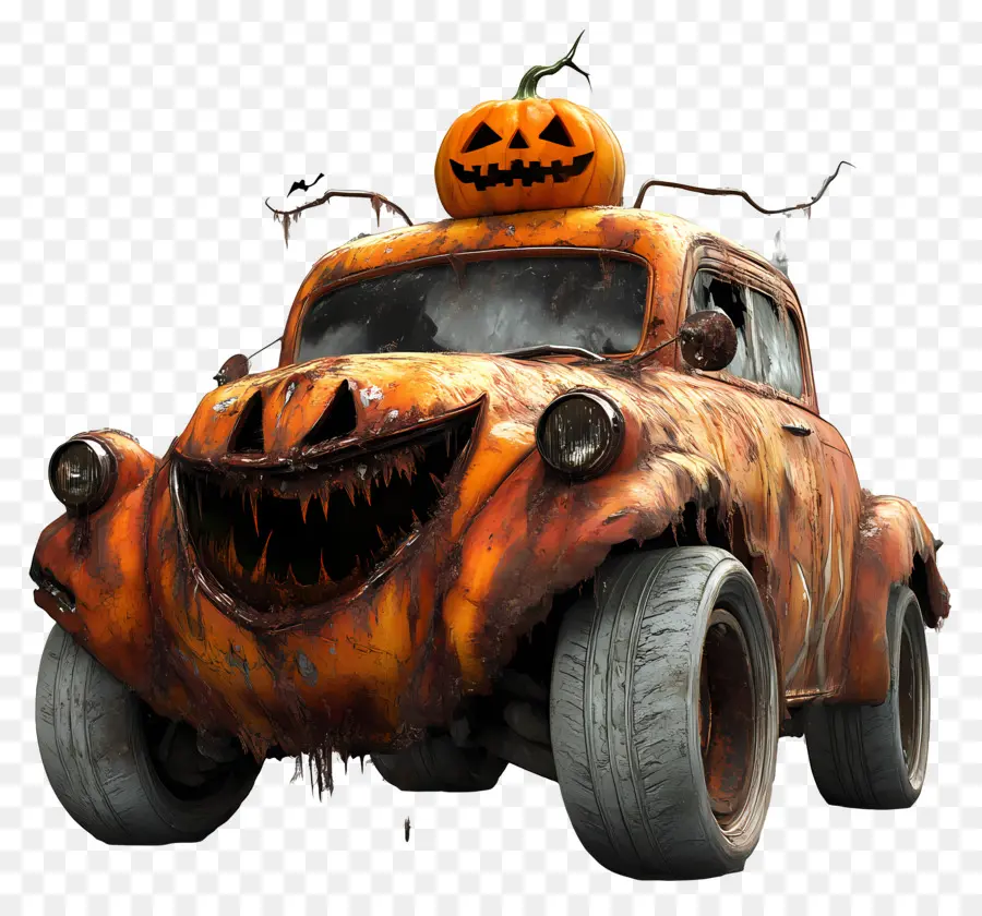 Caminhão Monstro Do Dia Das Bruxas，Carro Laranja De Halloween PNG