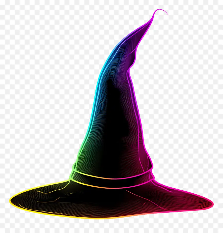 Linha Néon，Chapéu De Bruxa Colorido PNG