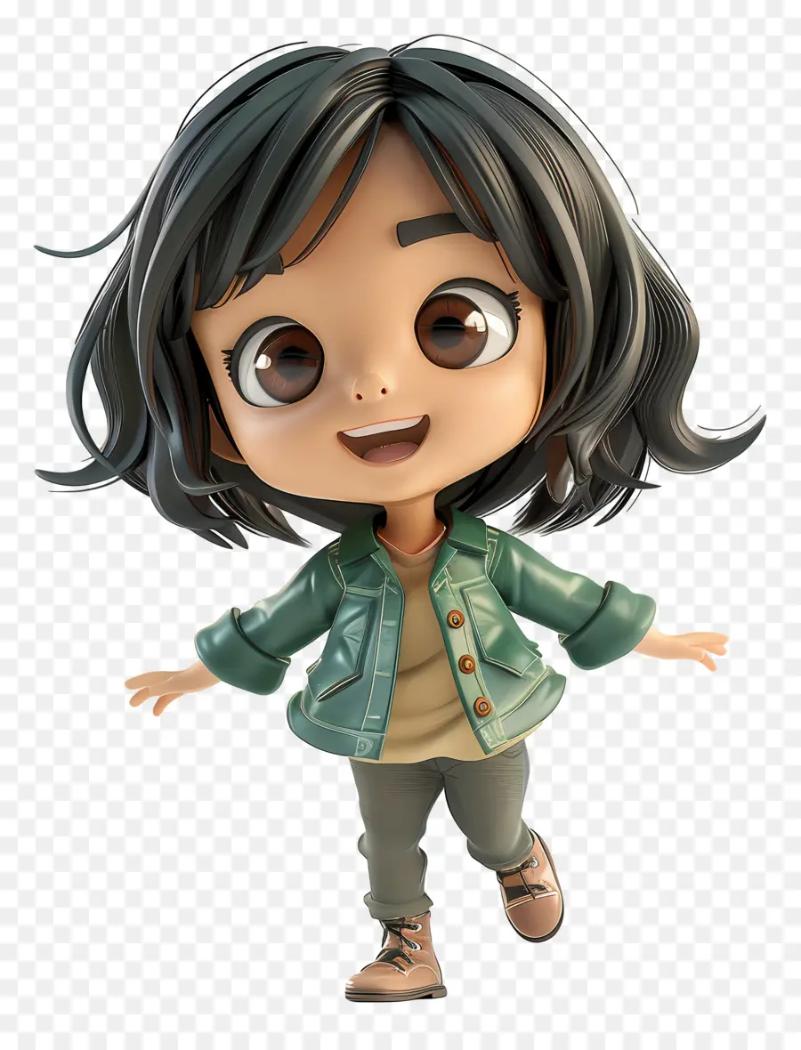 Garota Chibi，Garota Feliz Dos Desenhos Animados PNG