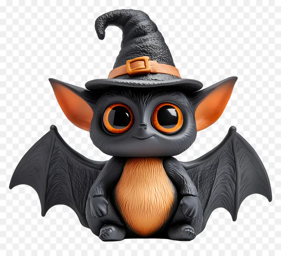 Morcegos De Halloween，Morcego Fofo Com Chapéu De Bruxa PNG