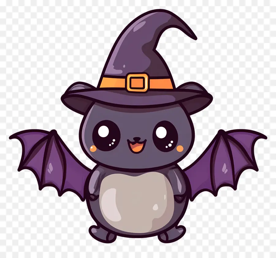 Morcegos De Halloween，Morcego De Desenho Animado Com Chapéu De Bruxa PNG