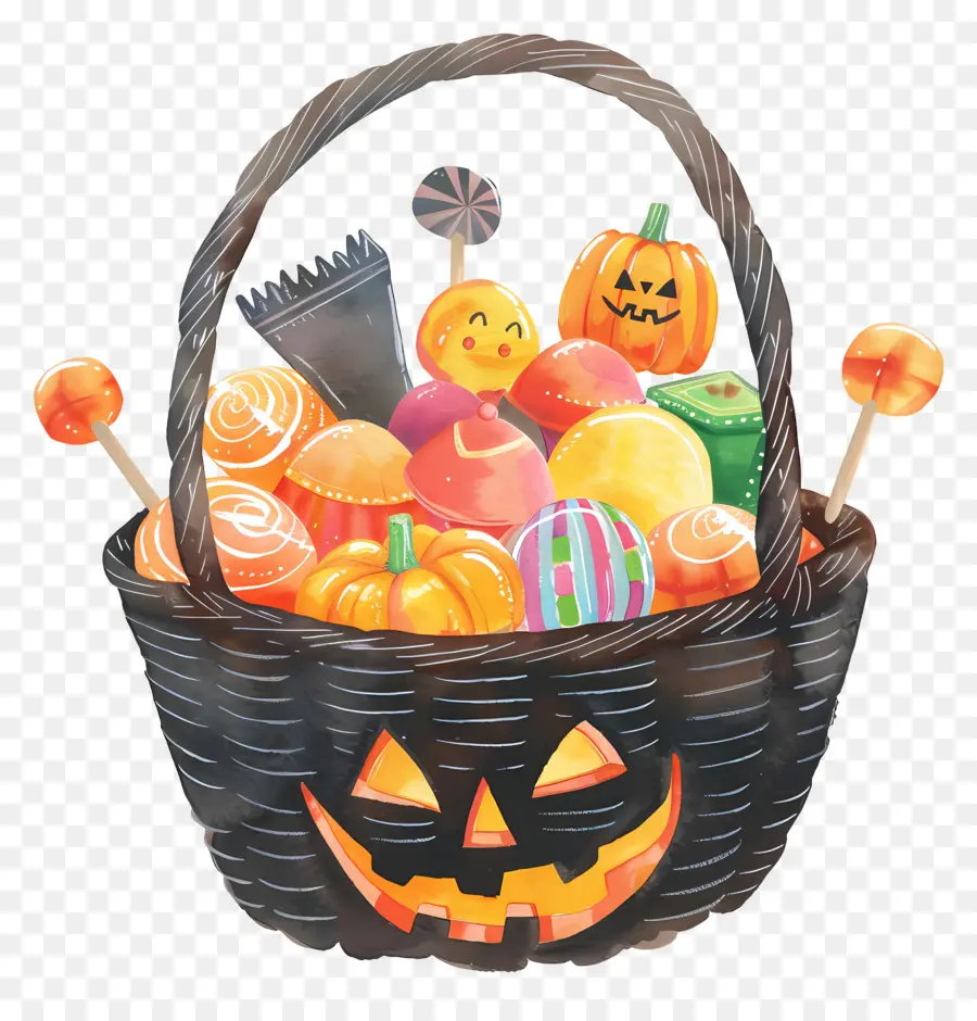 Cesta De Halloween，Cesta De Doces PNG