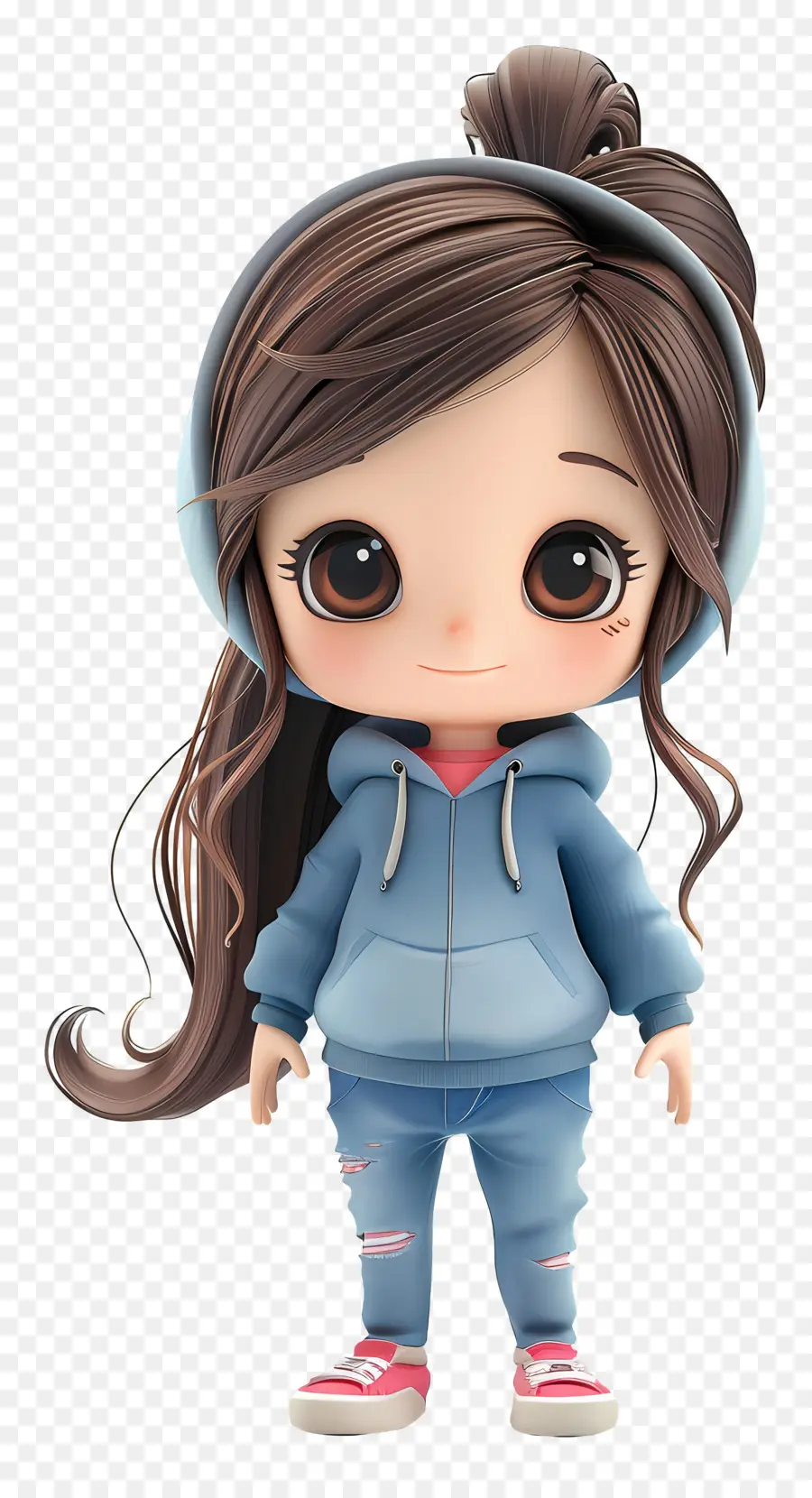 Garota Chibi，Linda Garota Com Capuz Azul PNG