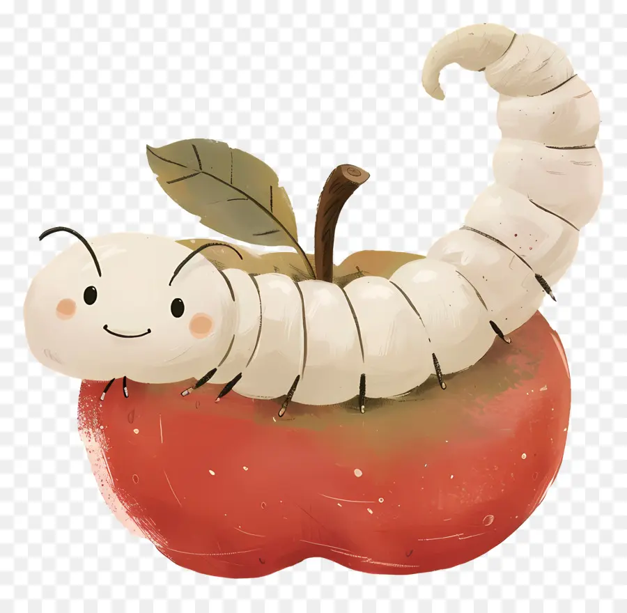 Maçã Com Minhoca，Lagarta Fofa Na Apple PNG