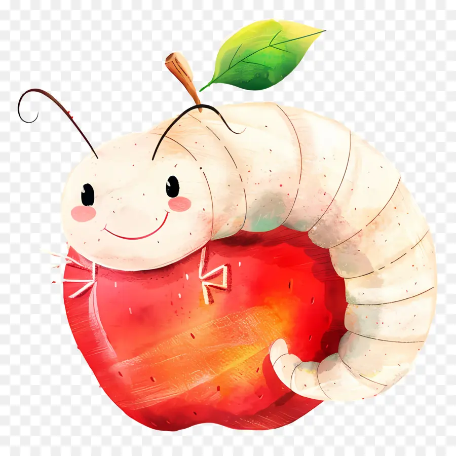 Maçã Com Minhoca，Fruta PNG