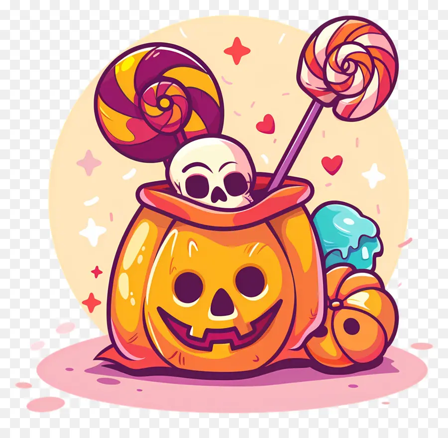 Cesta De Halloween，Saco De Doces De Halloween PNG