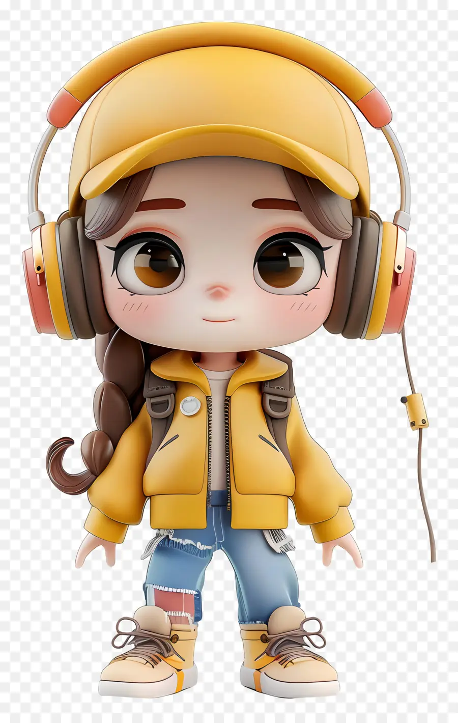 Garota Chibi，Garota Com Fones De Ouvido PNG