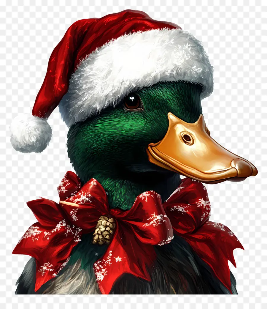 Pato De Natal，Pato Com Chapéu De Papai Noel PNG