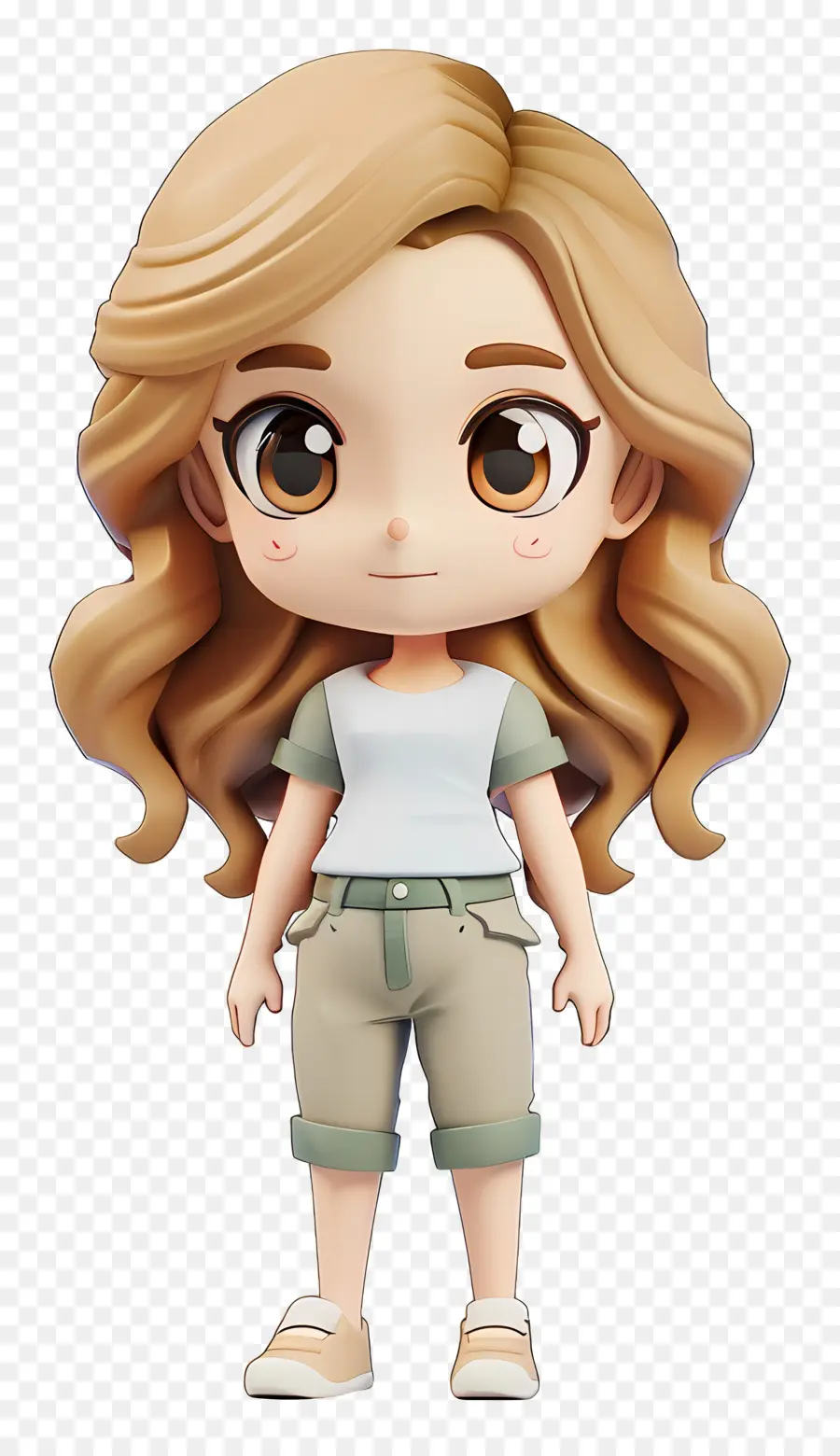 Garota Chibi，Garota De Desenho Animado Com Cabelo Ondulado PNG