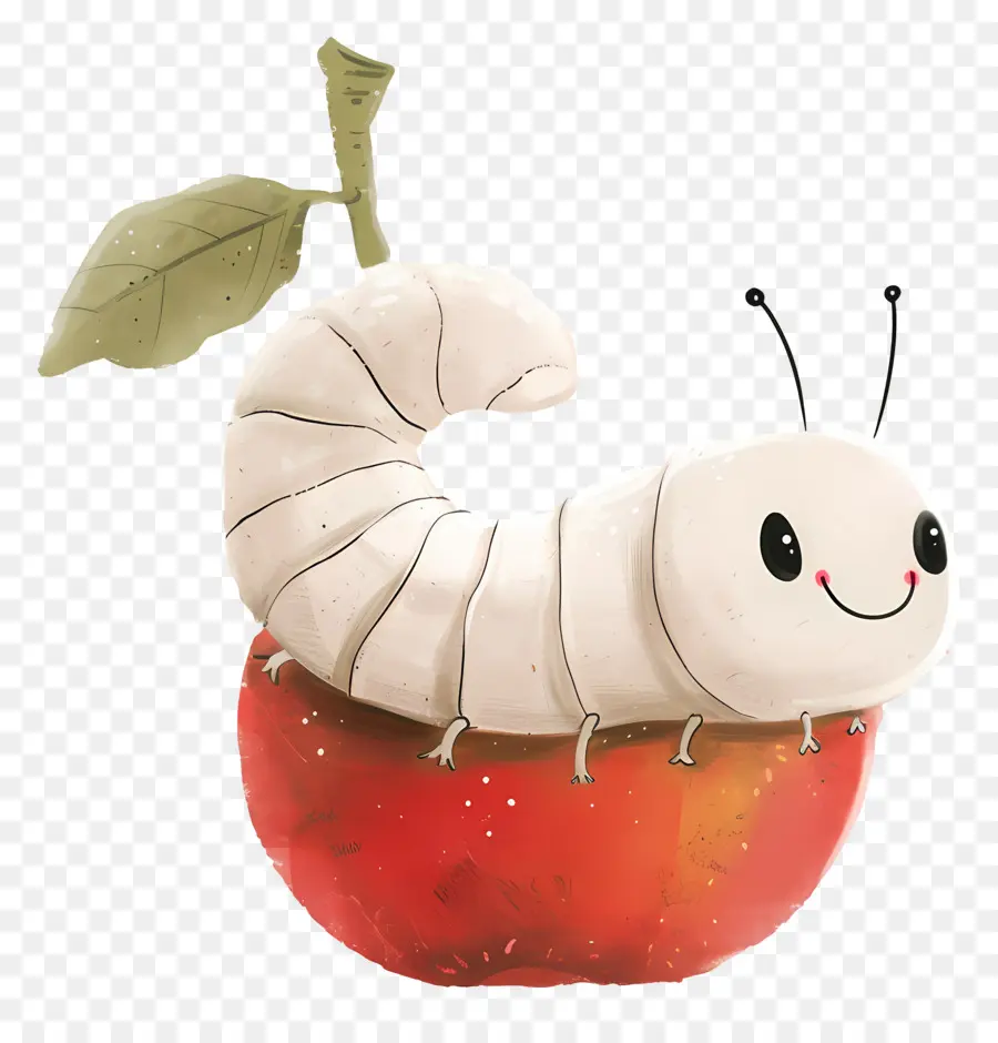 Maçã Com Minhoca，Lagarta Fofa Na Apple PNG