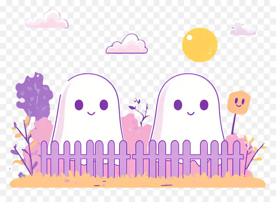 Cerca De Halloween，Fantasmas Fofos PNG