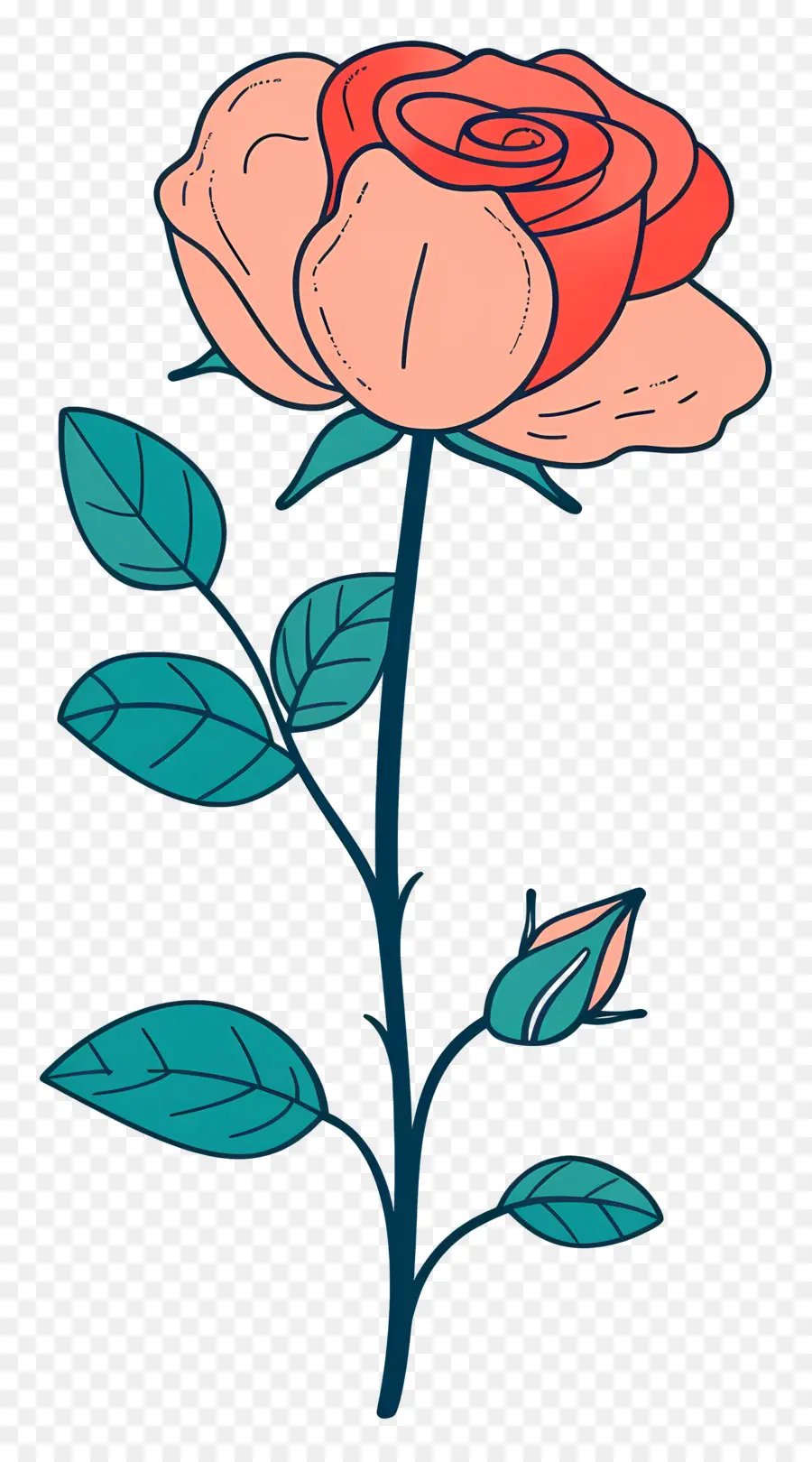 Rosa Vermelha，Flor Rosa Dos Desenhos Animados PNG