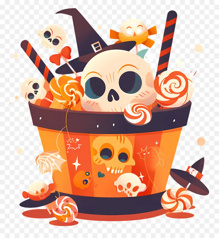 Cesta De Halloween，Doces De Halloween PNG