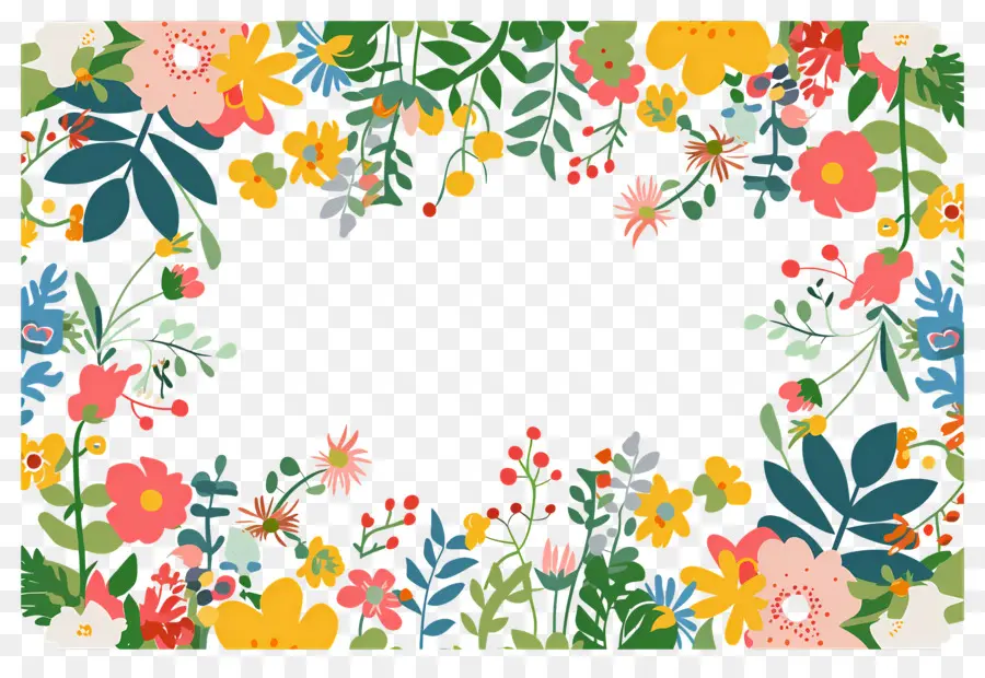 Borda De Flores，Moldura Floral Delicada PNG