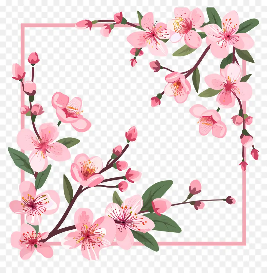 Moldura Floral，Flores Rosa E Vermelhas PNG