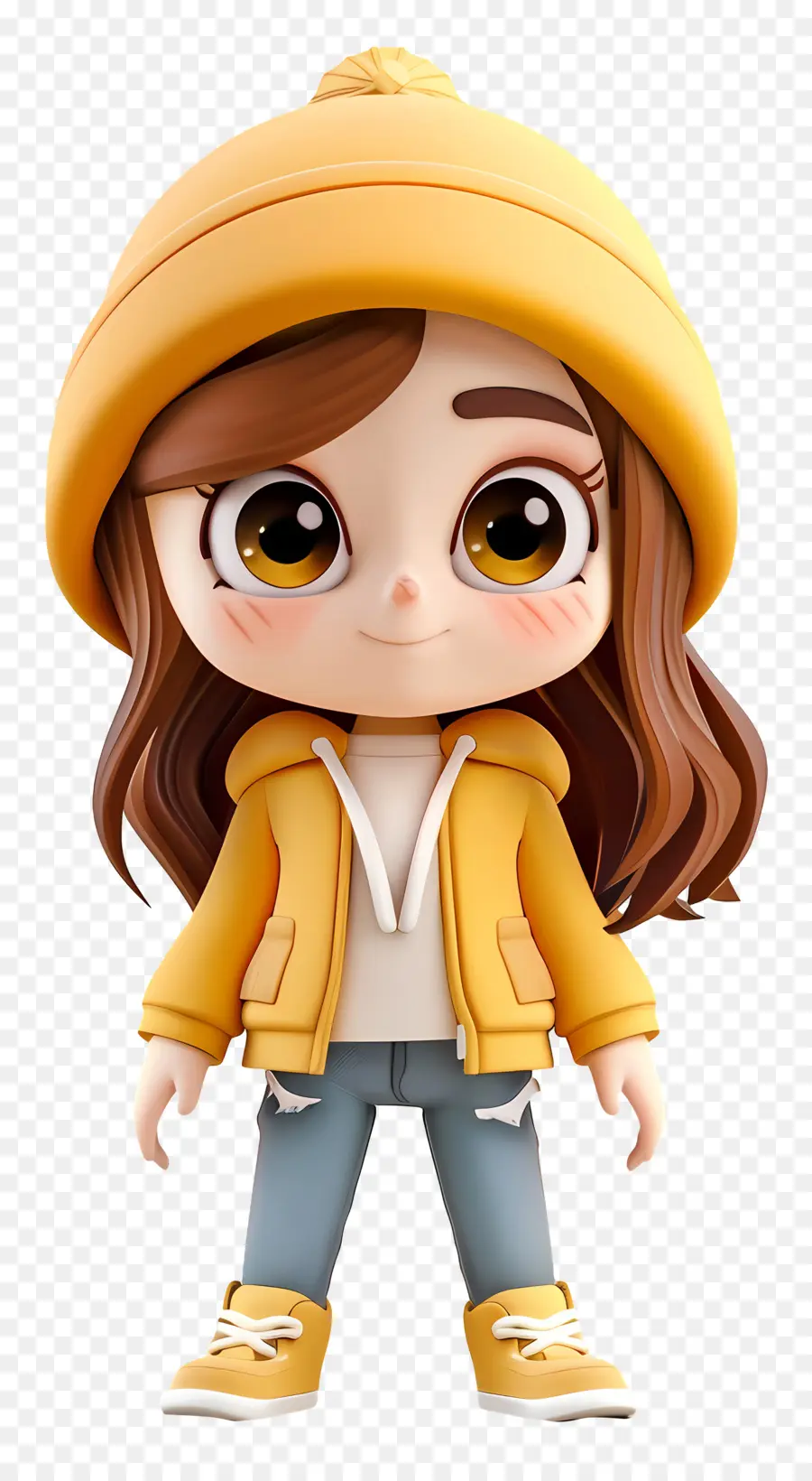 Garota Chibi，Garota De Jaqueta Amarela PNG