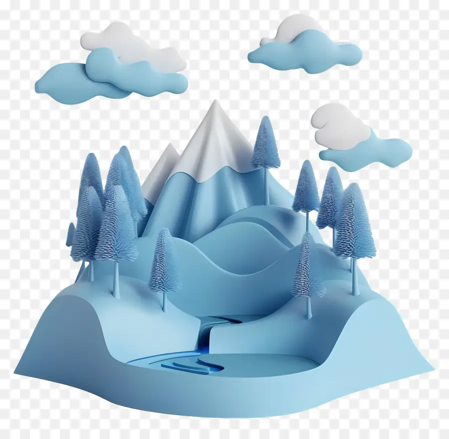 Montanha Dos Desenhos Animados，Paisagem Azul PNG