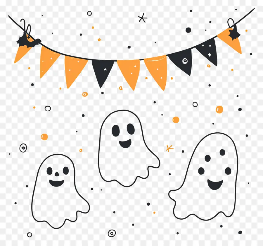 Guirlanda De Halloween，Fantasmas PNG