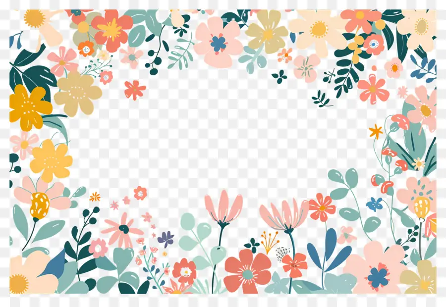 Borda De Flores，Moldura Floral Delicada PNG