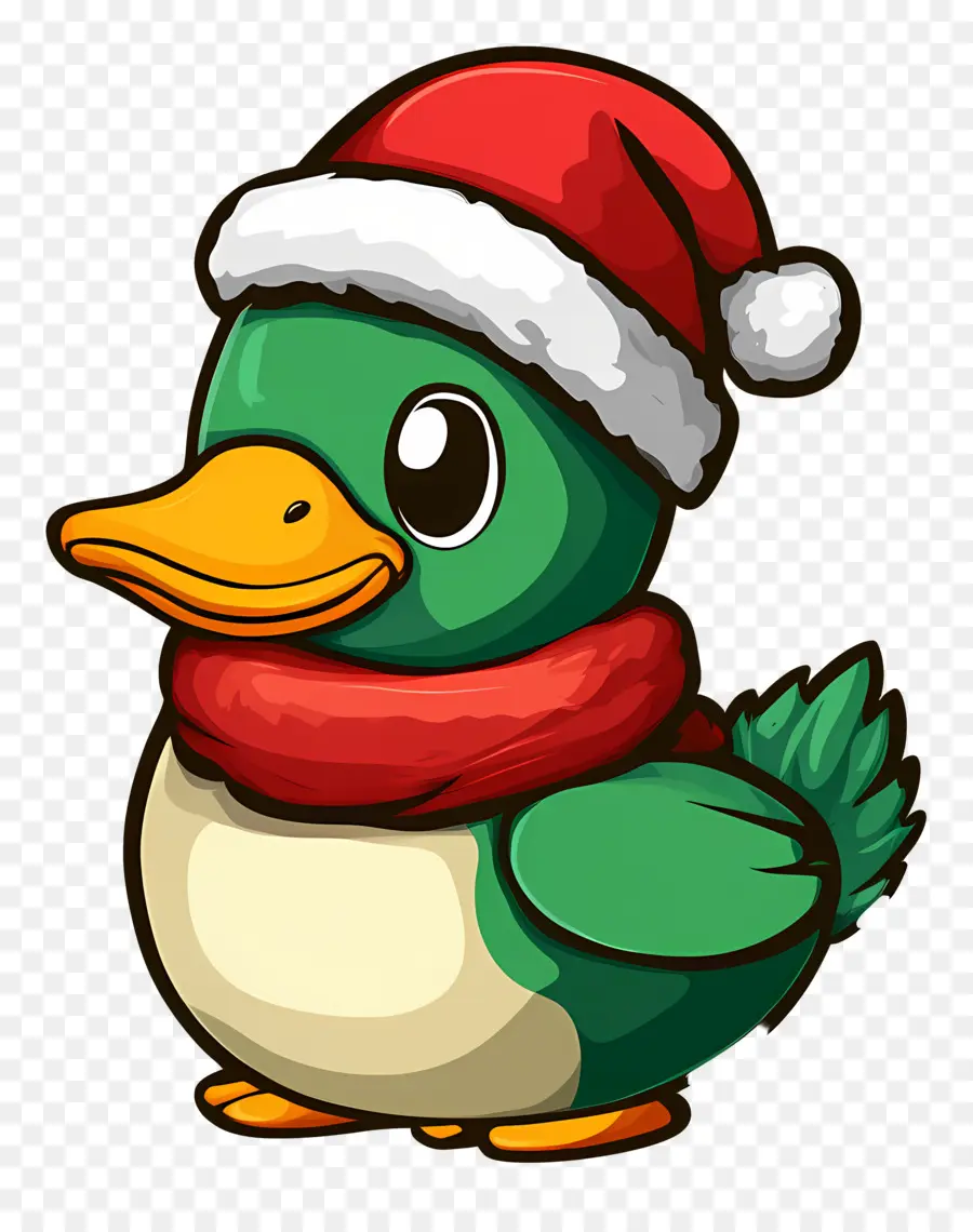 Pato De Natal，Pato Com Chapéu De Papai Noel PNG