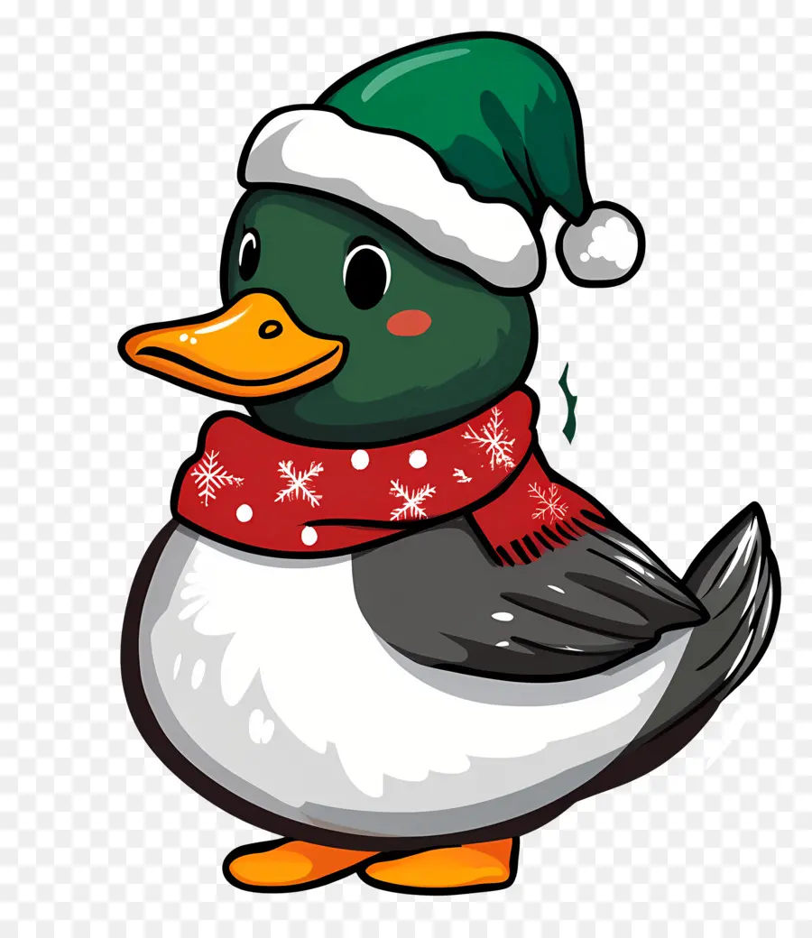 Pato De Natal，Pato Com Chapéu De Papai Noel PNG