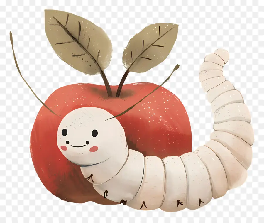 Maçã Com Minhoca，Lagarta Fofa Na Apple PNG