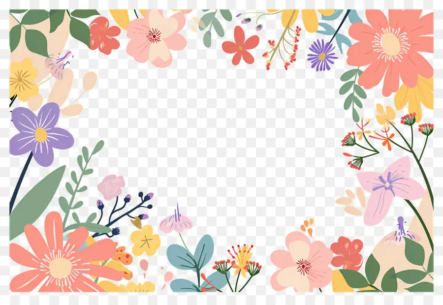 Borda De Flores，Moldura Floral Delicada PNG