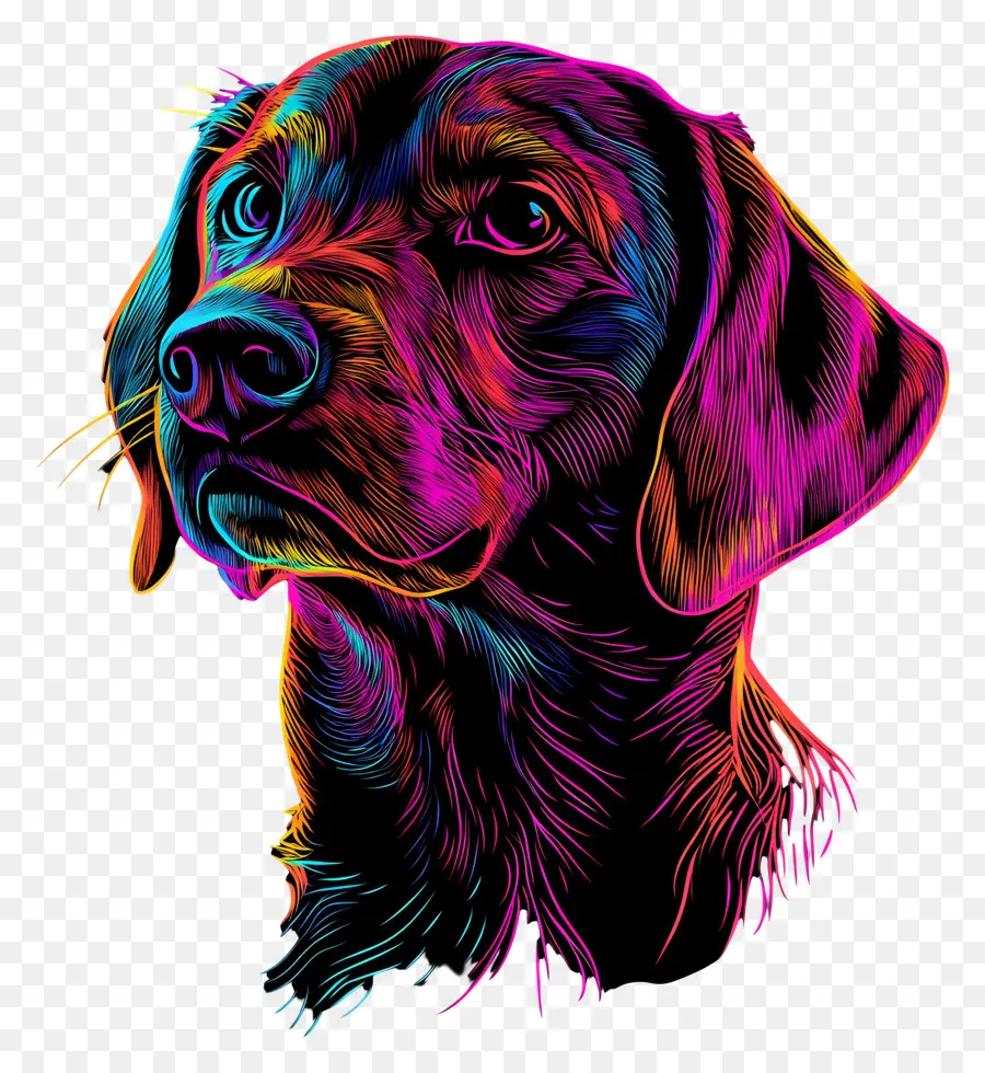 Linha Néon，Cachorro Colorido PNG