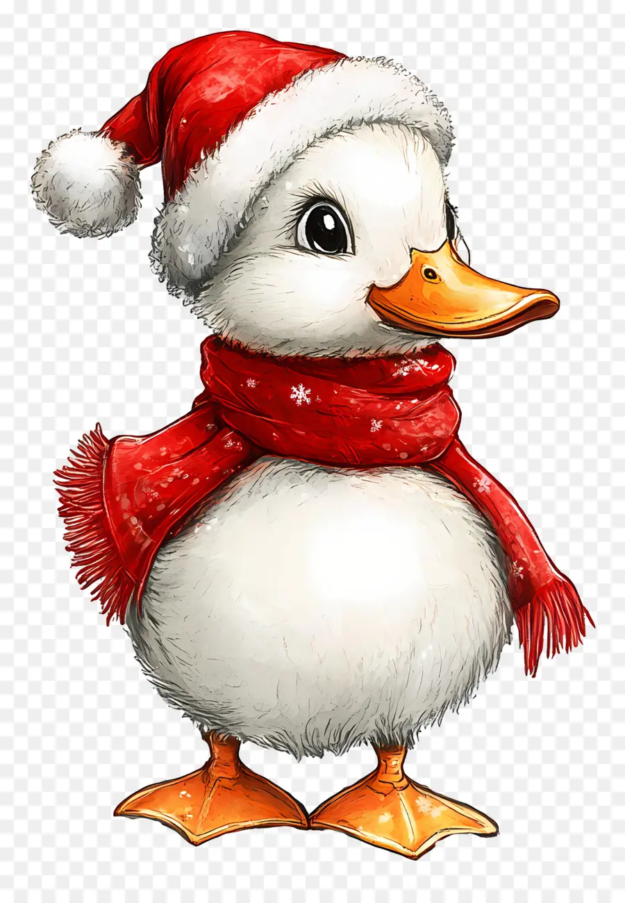 Pato De Natal，Pato Com Chapéu De Papai Noel PNG