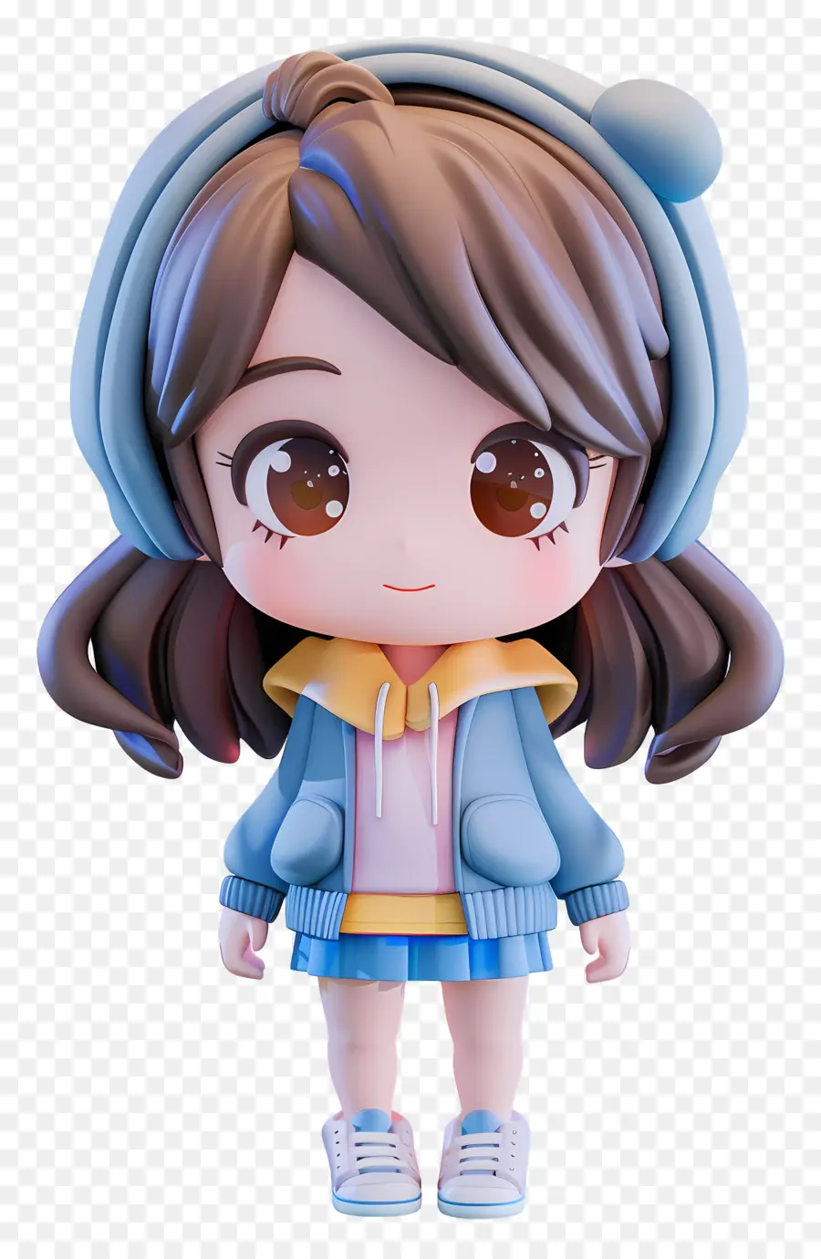 Garota Chibi，Linda Garota Com Capuz Azul PNG