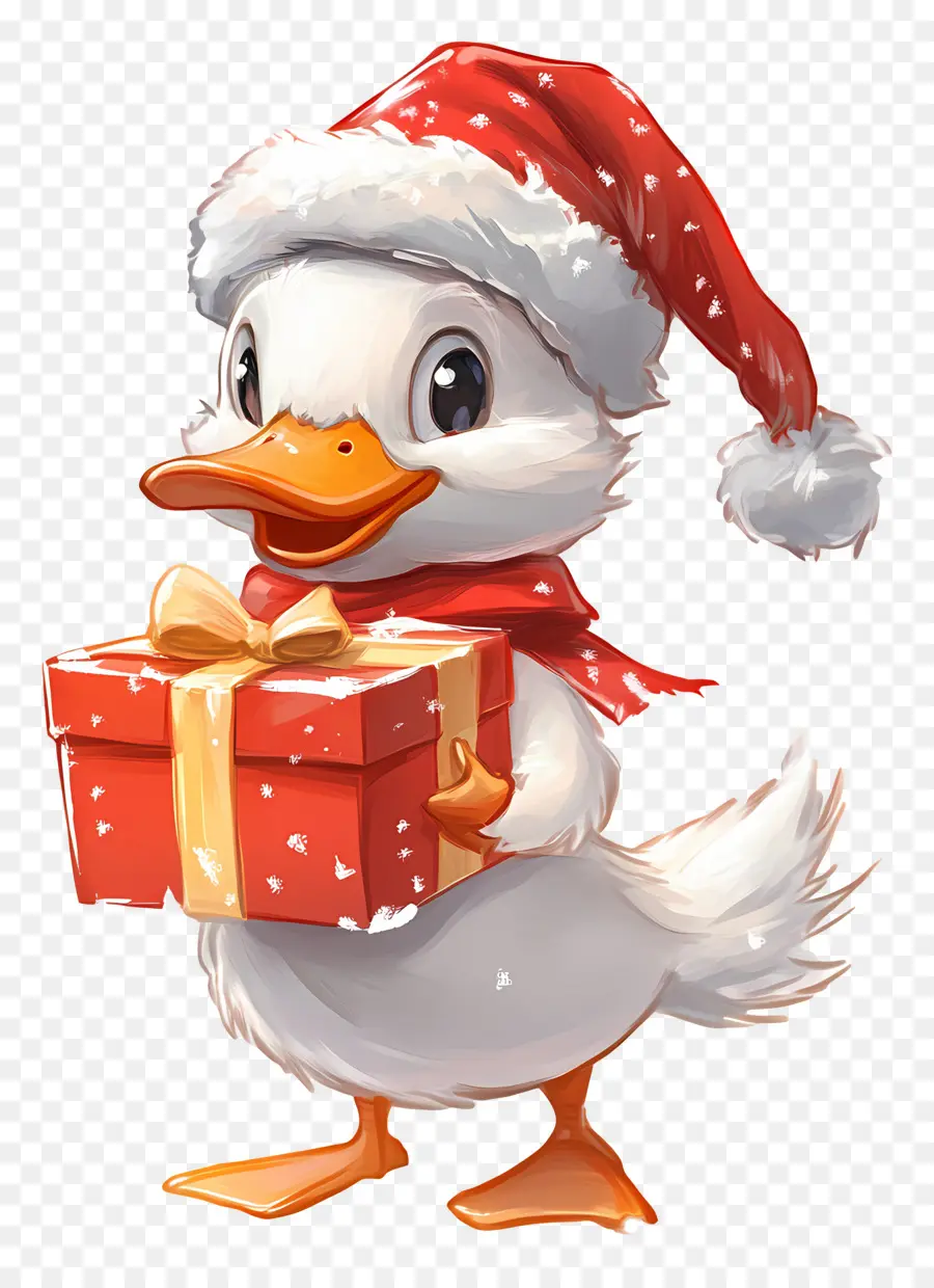 Pato De Natal，Pato Com Caixa De Presente PNG