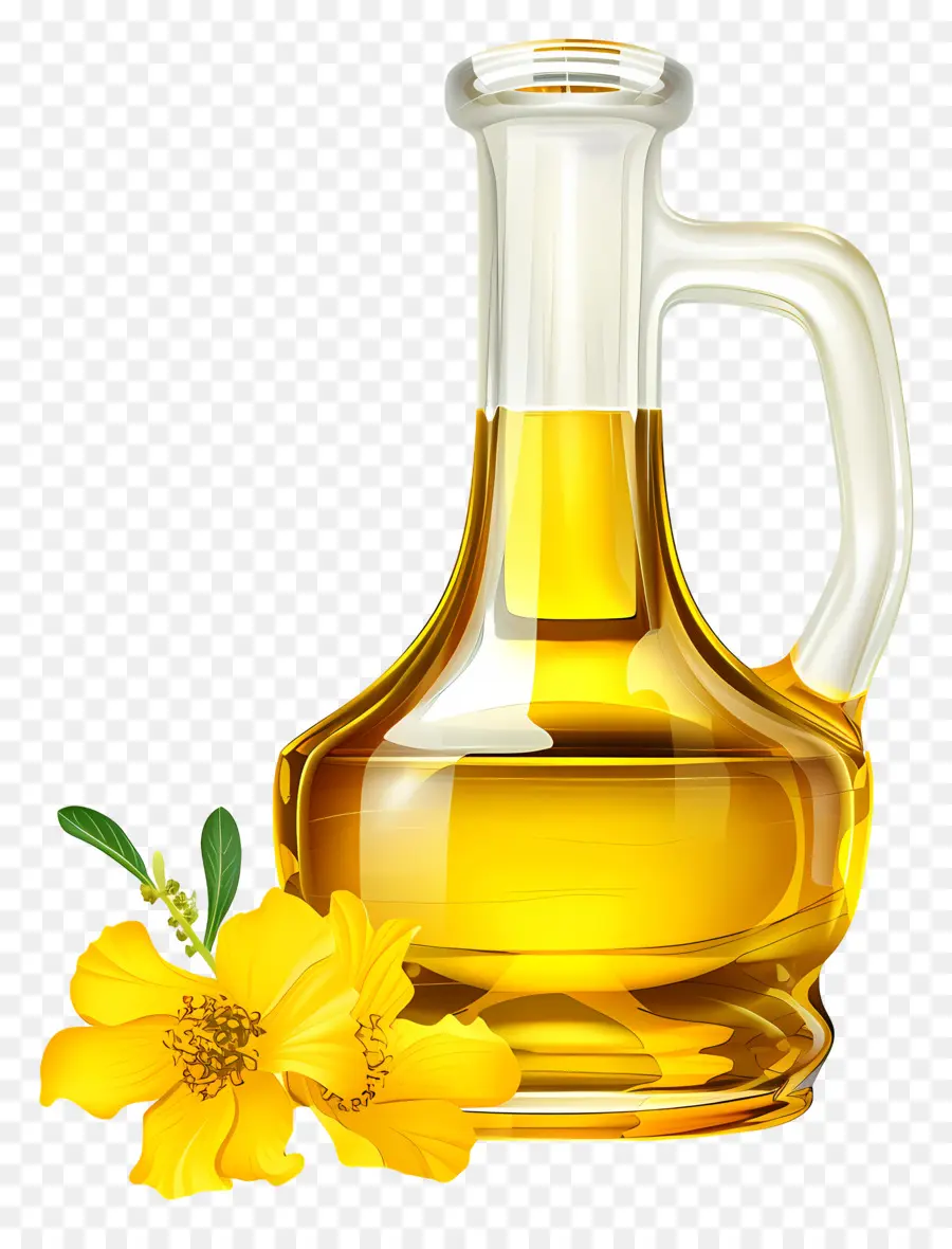 óleo De Canola，Garrafa De óleo Com Flor PNG